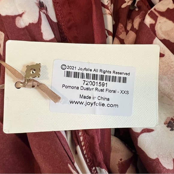 Joyfolie Boho Romantic Cottagecore Chic Satin Pomona Duster Robe Rust Floral XXS - Picture 10 of 13